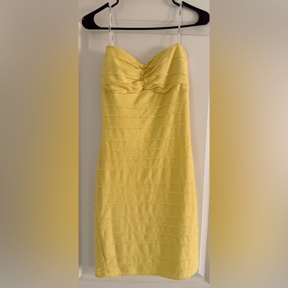 B Darlin Strapless Open Back Yellow Dress